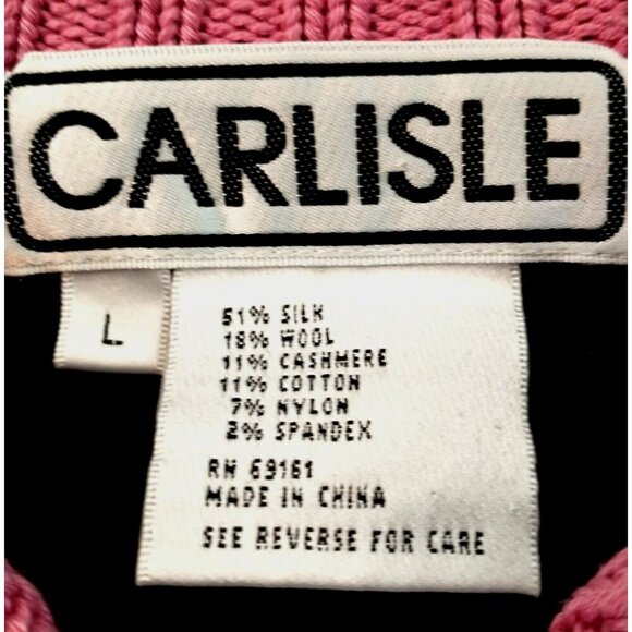 Carlisle Women's Cardigan Silk Cashmere Blend Gray Pink Pinstripe Sweater- Large - Picture 6 of 9